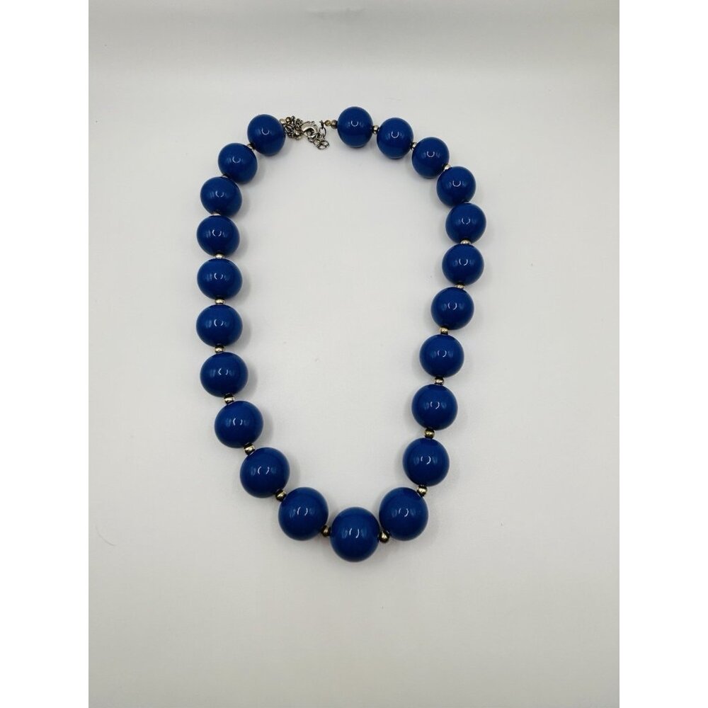 Vintage Unbranded Blue Bead Retro Necklace 18”
